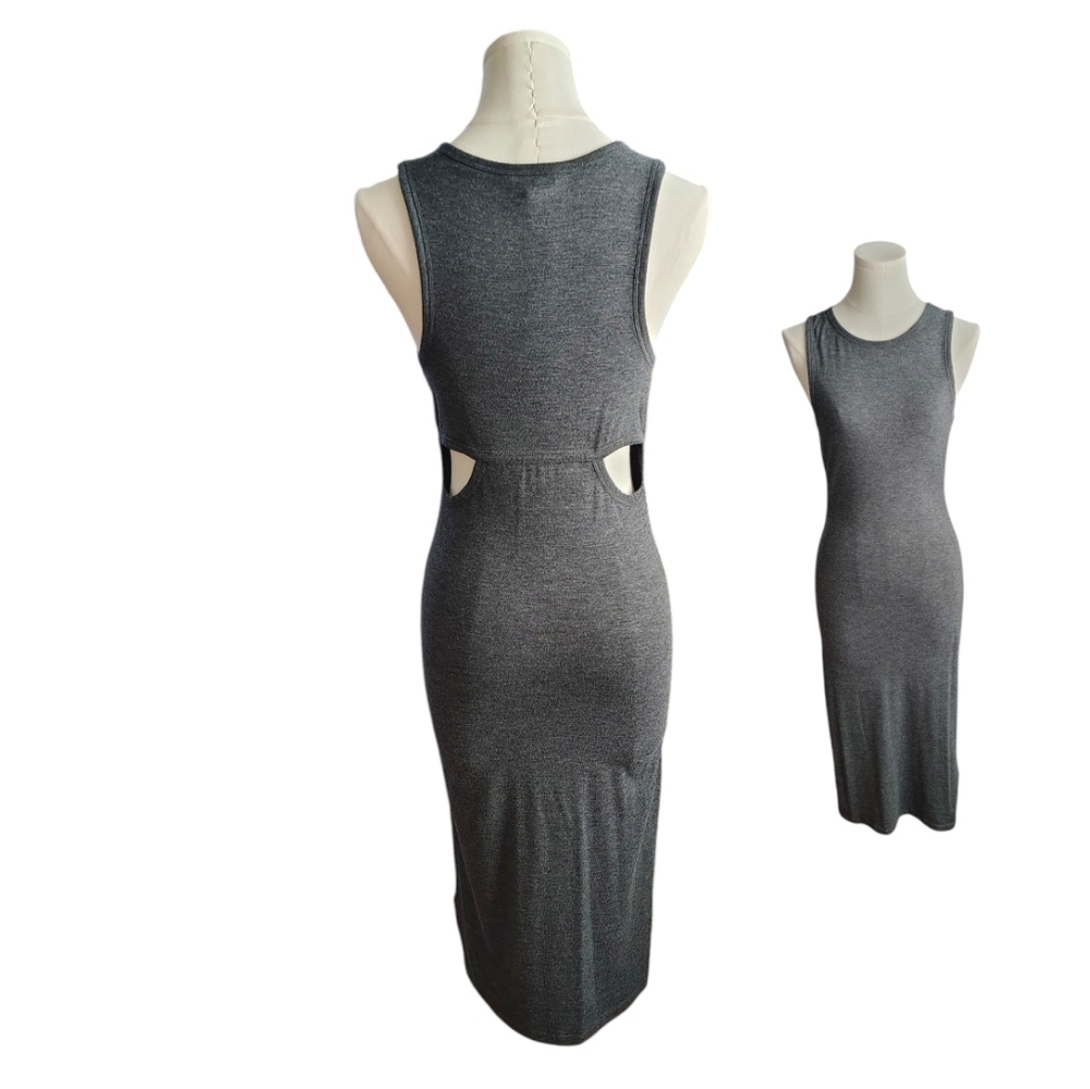 Express Cut Out Side Classic Gray Bodycon Slimming Long Dress Size Small
